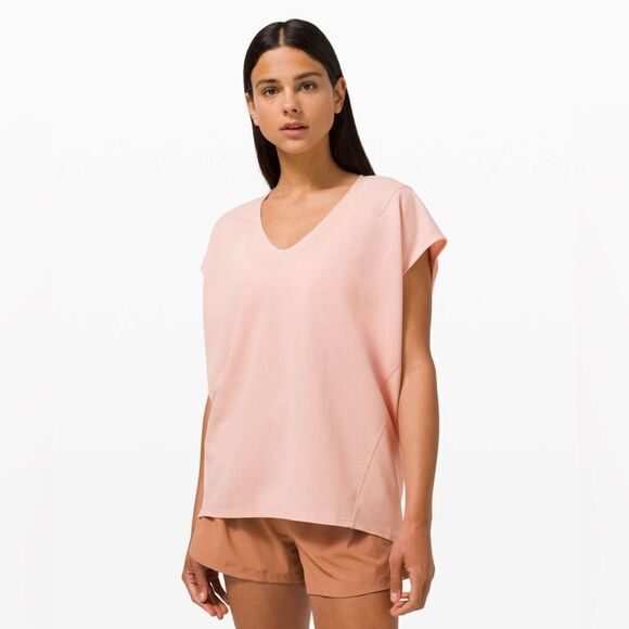 Lululemon Capped Short Sleeve Tee Pink Mist Size 10 - Picture 4 of 10